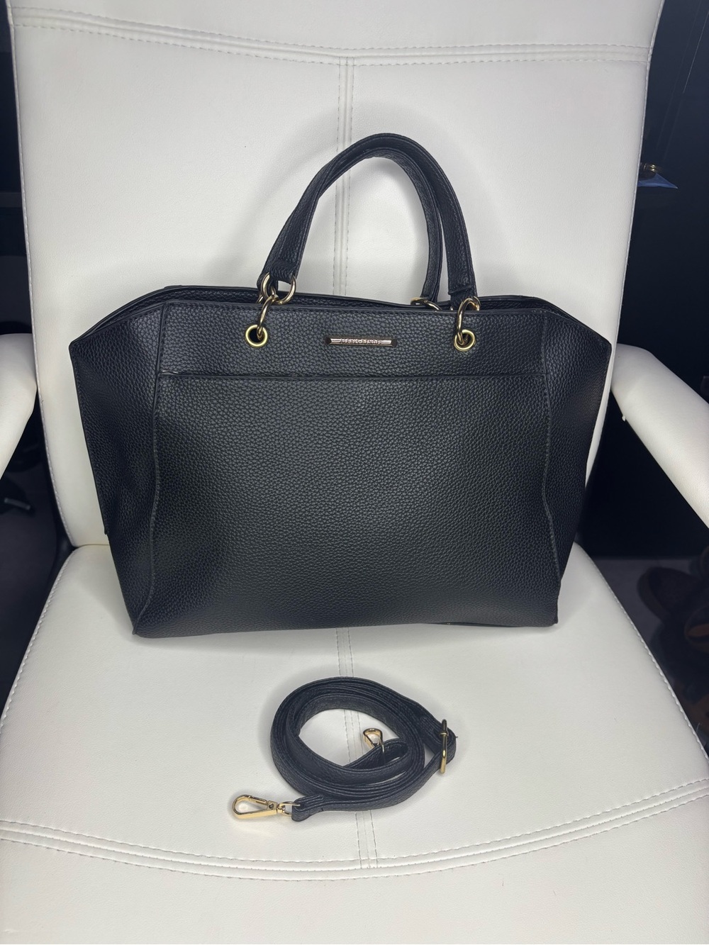 Alexis Bendel Women's Vegan Leather East/West Wide Satchel Crossbody Handbag